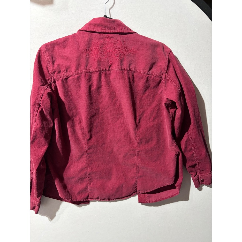 Vintage Corduroy Button Up Shirt Women's Extra Large Red Embroidered Long Sleeve - Picture 5 of 7